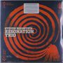 "Steven Bernstein Resonation Trio" in Weiß auf rotem, spiralförmigem Muster. Weitere Texte links oben und mittig.