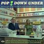 "POP DOWN UNDER" mit australischen und neuseeländischen Musikern. Zwei Personen stehen hinter einem Ladentisch voller Schallplatten.