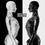 Text: "MISSIO". Zwei spiegelbildlich gegenüberstehende Figuren, eine silbern, die andere schwarz, mit betonten Linien.