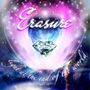 „Erasure“ oben, „light at the end of the world“ unten. Zentrales Diamant-Motiv, leuchtende und mystische Farben.