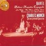 Texte: Ravel, Bolero, Rapsodie Espagnole, La Valse, Ma Mère L'Oye Suite, Pavane pour une infante défunte, Charles Munch, Boston Symphony Orchestra. Eine Frau tanzt Flamenco vor einer Gruppe von Musikern.