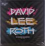 Text: "DAVID LEE ROTH", "THE WARNER RECORDINGS 1986-1994". Bunte, dynamische Schrift auf schwarzem Hintergrund.