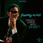 Text: "stereo," "jimmy scott," "DOESN'T LOVE MEAN MORE?" Ein Mann mit Brille und Anzug, nachdenklich mit Zigarette.