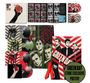 GREEN DAY American Idiot 20. Mehrere Schallplatten und Poster mit einem schwarz-rot-grünen Motiv der Band.