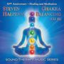 "50th Anniversary • Healing and Meditation. Steven Halpern, Chakra Balancing, 432 Hz. SOUND THERAPY MUSIC SERIES." Illustration eines meditierenden Menschen mit Chakren.