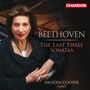 "BEETHOVEN The Last Three Sonatas Imogen Cooper Piano" und ein Logo oben rechts. Eine Frau sitzt vor einem Flügel.