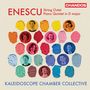 Text: ENESCU, String Octet, Piano Quintet in D major, KALEIDOSCOPE CHAMBER COLLECTIVE.  
Illustration bunter Farbklekse und Porträts.