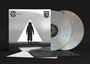 „splendor & misery“ und „CLIPPING.“ sind Texte. Eine Silhouette schwebt in einem Dreieck. Zwei Vinylplatten daneben.