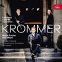 „Complete Clarinet Concertos, Krommer, Marek Švejkar, Paul Meyer“ zeigt drei Männer mit Klarinetten vor einem Gebäude.