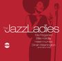"The Jazz Ladies: Ella Fitzgerald, Billie Holiday, Helen Humes, Dinah Washington...and many more." Silhouette einer Sängerin.