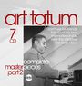 Text: "art tatum 7 CD", "can't we be friends", "complete masterpieces part 2". Schwarz-Weiß-Foto eines Pianisten.