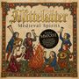 "Mittelalter Medieval Spirits Anno MMXXVI, In Extremo, Feuerschwanz, Dunkelschön. Illustration: Menschen musizieren um ein Feuer."