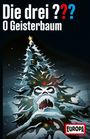 Oben steht „Die drei ??? O Geisterbaum“. Unten rechts ist ein EUROPA-Logo. Ein bedrohlich aussehender Weihnachtsbaum.