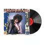 "BOB DYLAN", "EMPIRE BURLESQUE". Eine Schallplatte neben dem Albumcover mit einem nachdenklichen Mann in einem grauen Anzug.