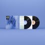 Das Bild zeigt Schallplatten mit blauen und Mustern bedeckten Hüllen. Oben links steht: "the-analog-v2".