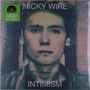 "NICKY WIRE" oben, "INTIMISM" unten, verschwommenes Gesicht in der Mitte, grüner Aufkleber mit Vinyl-Hinweis links.