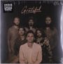 „INDIE EXCLUSIVE CREAM BLEND VINYL“ und „Grateful“; sechs Männer in dunkler, stilisierter Kleidung.