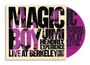 „MAGIC BOY“, „THE JIMI HENDRIX EXPERIENCE LIVE AT BERKELEY FIRST SHOW“. Illustration mit violettem Hintergrund.