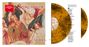 "Jezt auf schmutziger Vinyl! Black Dust Vinyl". Gemälde mit Engeln, die Instrumente spielen; braun gesprenkelte Schallplatte.