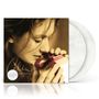 Text: "Celine", "These Are Special Times", "Limited Edition". Schwarz-weiß Foto von Frau mit Geschenk und weißen Schallplatten.