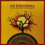 "OH HIROSHIMA" und "AND THE DEAD TREE GIVES NO SHELTER", Baum mit Ästen vor gelbem Hintergrund und Kreisen.