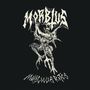 "MORBIUS" und "MALICIOUS INTENT" in verzerrter Schrift, Illustration eines dämonischen Wesens mit Dreizack.