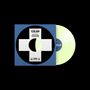 Text: "Elton John The Remixes". Blaue und weiße Schallplattenhülle, leuchtend gelbe Vinyl-Schallplatte.