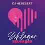 "DJ Herzbeat", "Schlager Reloaded". Logo mit rosa Herz und Linien auf blau-lila Hintergrund.