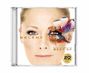 "HELENE FISCHER", "DAS ULTIMATIVE BEST OF", "DIE 20 JAHRE TOUR EDITION". Nahaufnahme eines Gesichts mit bunten Federn um ein Auge.