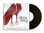 "The Devil Wears Prada 2", Schriftzug mit roten High Heels, die wie Teufelsgabeln aussehen. Schallplatte im Hintergrund.