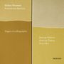 Text: "Gidon Kremer, Kremerata Baltica, Pages of a Biography, Georgs Pelēcis, Andrius Žlabys, Arvo Pärt". Zwei Farbfelder: Gold und Beige.