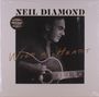 Text: "NEIL DIAMOND" oben, "WILD AT HEART" in Handschrift. Schwarz-Weiß-Foto eines Mannes mit Gitarre. Albumcover.