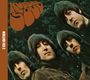 "Rubber Soul" in großer, stilisierter Schrift oben, "2 CD Edition" links. Vier Männer mit langen Haaren schauen nach unten.