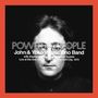 „POWER TO THE PEOPLE“, „John & Yoko/Plastic Ono Band“; Schwarz-Weiß-Porträt mit rotem Rand.