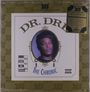 DR. DRE, The Chronic, Foto eines Mannes mit Baseballkappe in ovalem Rahmen, grüner Hintergrund mit Blattmuster.