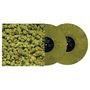 Schwarzer Text auf grüner Platte: "2001 Instrumentals". Zwei marmorierte, grüne Vinyl-Schallplatten; Cover zeigt Cannabis.