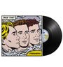 "TAKE THAT" oben, "DREAMERS" unten. Pop-Art-Stil-Illustration von drei Gesichtern. Schallplatte daneben.