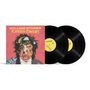 "ROLLING STONES" und "FOREIGN TONGUES" stehen über einem bunten Porträt. Zwei Vinyl-Schallplatten sind daneben.