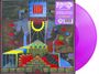 "Limited Edition on Purple Vinyl" steht auf einem lila Aufkleber. Illustration einer surrealen, geometrischen Landschaft.