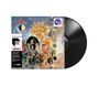 "Half-speed vinyl masters cut by Miles Showell at Abbey Road Studios" steht neben einer farbenfrohen Illustration mit Sonne und Figuren.