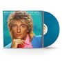 "ROD STEWART GREATEST HITS 2" oben auf einem Albumcover, daneben eine blaue Schallplatte.