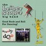 „the Leiber Stoller big band. Good Rock and Roll For Dancing!“ Tanzenes Paar, Mann auf Schaukel, zwei Albumcover.