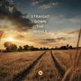 Text: "STRAIGHT DOWN THE MIDDLE RÉMY LABBÉ QUINTET." Eine ländliche Szenerie bei Sonnenuntergang, Kornfeld im Vordergrund.