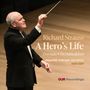 Text: Richard Strauss, A Hero’s Life, Don Juan, Ein Heldenleben, Singapore Symphony Orchestra, Hans Graf, OUR Recordings. 
Ein Dirigent mit Taktstock in schwarzem Anzug.