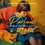 „Parfums d'enfance“ steht in gelber Schrift. Illustration: Kind liest, Katze ruht daneben.