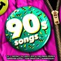 "90s songs" auf einem grünen Button mit Mustern, darunter Künstlernamen auf pinkem Hintergrund mit Reißverschluss.