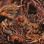 Ich kann darauf keinen Text erkennen. Es ist eine Illustration von bizarren, monströsen Kreaturen in dunklen Rottönen.