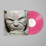 Rote Schrift "DMW" über einem steinernen Gesicht. Pinke Vinyl-Schallplatte daneben, weißes Label mit grüner Schrift.
