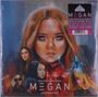 Oben rechts: „MEGAN“, „Original Motion Picture Soundtrack“, „Music by Anthony Willis“. Illustration eines Mädchens mit blauen Augen.