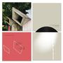 "Steve Bates / An Infinite Antenna" auf rotem Hintergrund mit gezeichneten geometrischen Formen; Albumdesign-Mockup.